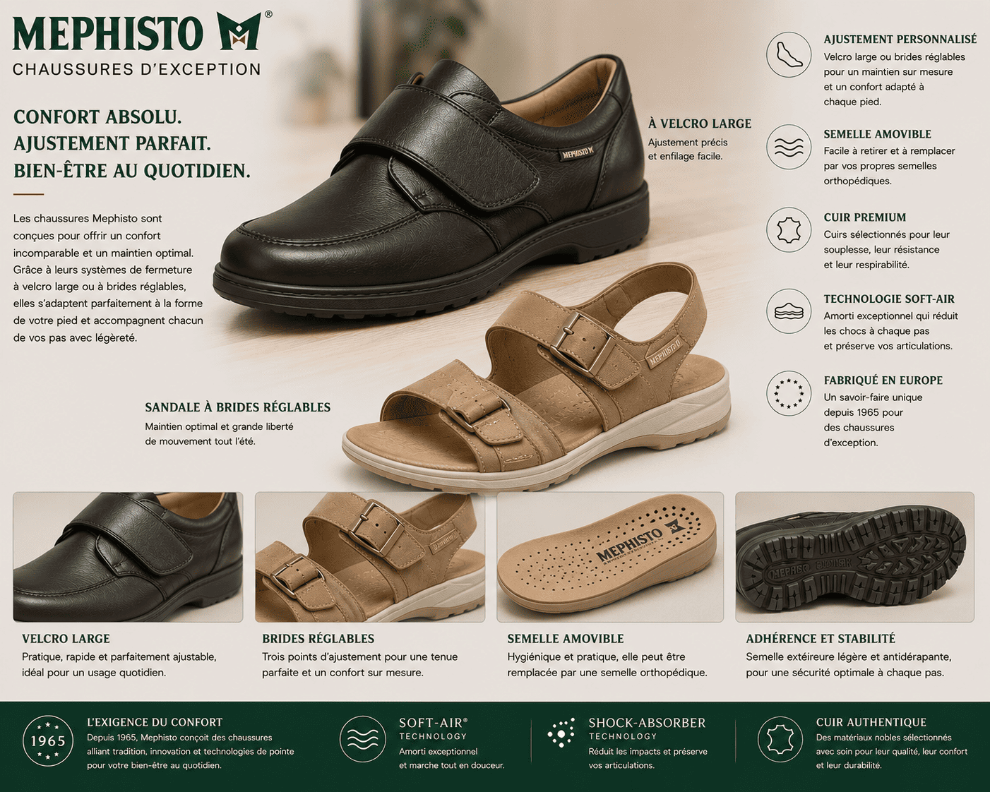 chaussures pieds qui gonflent confort ajustable Mephisto Toulouse